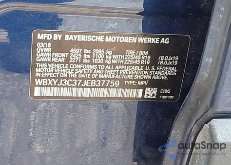 2018 BMW X2 Sdrive28I z USA, uszkodzony, nr VIN WBXYJ3C37JEB37759